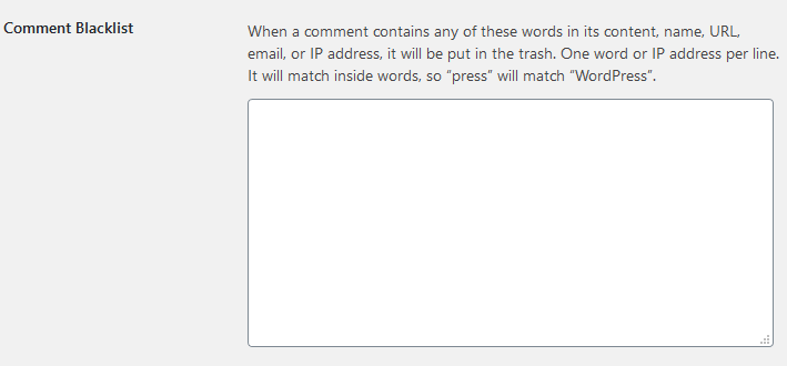 comment blacklist