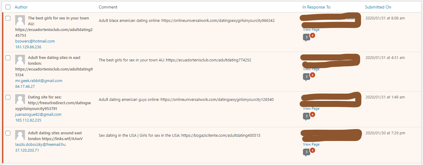 Spam comments notification